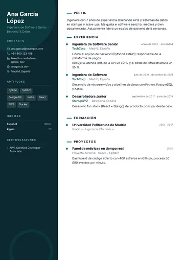 Plantilla de currículum Aurora