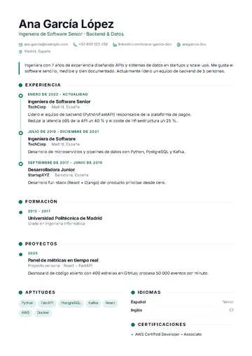 Cronos: Línea de tiempo vertical con un punto por etapa y las fechas en versalitas. Una columna, muy visual.