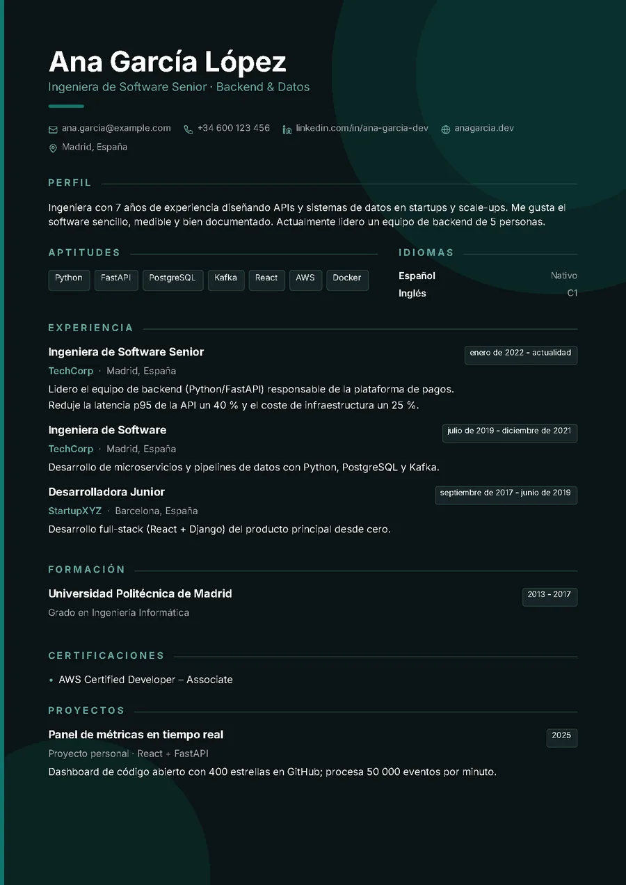 Noir: Fondo oscuro teñido con tu color y detalles luminosos. Para enviar en digital.